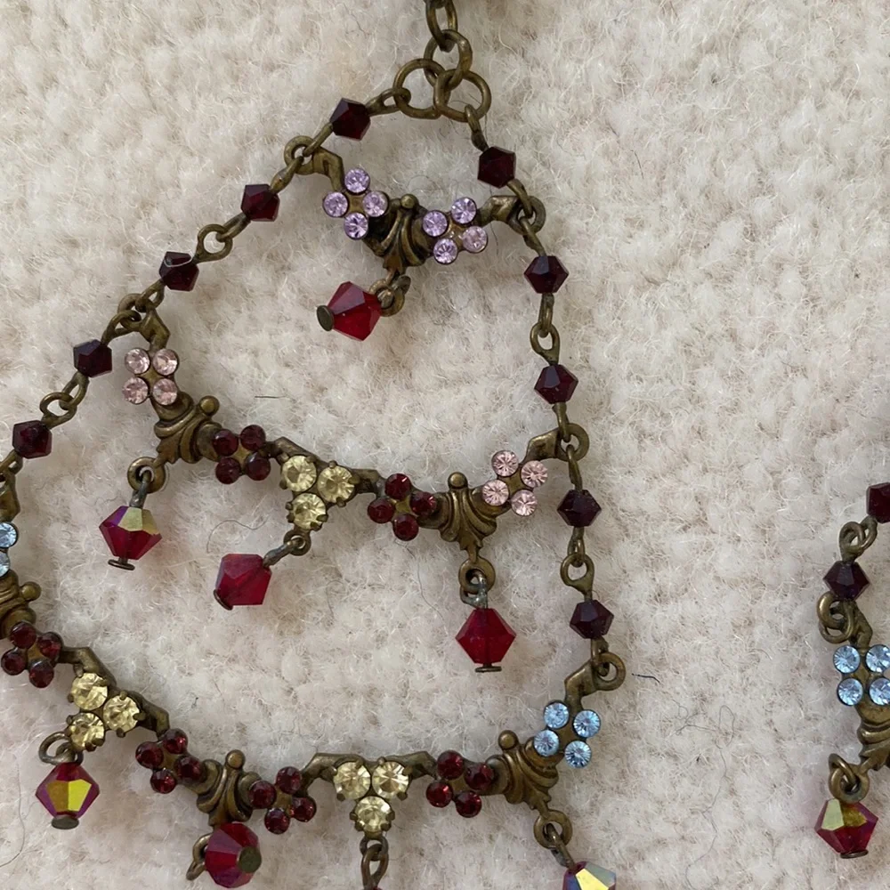 Sorrelli Vintage Tiered Chandelier Swarovski Crystal Statement Earrings - Picture 6 of 9